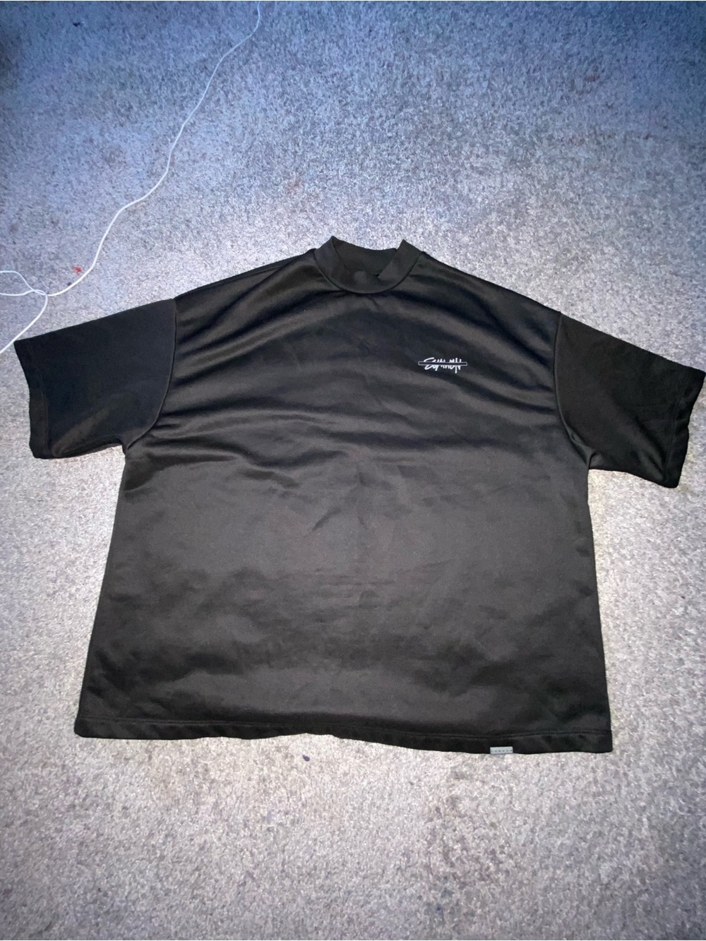 Men's Black Short-Sleeve Crew Tee with Subtle Chest Script